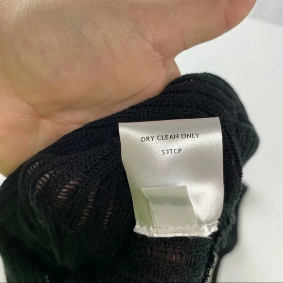 Eileen Fisher Women's Small Black Semi-Sheer Knit Sweater Short Sleeve - Picture 5 of 7